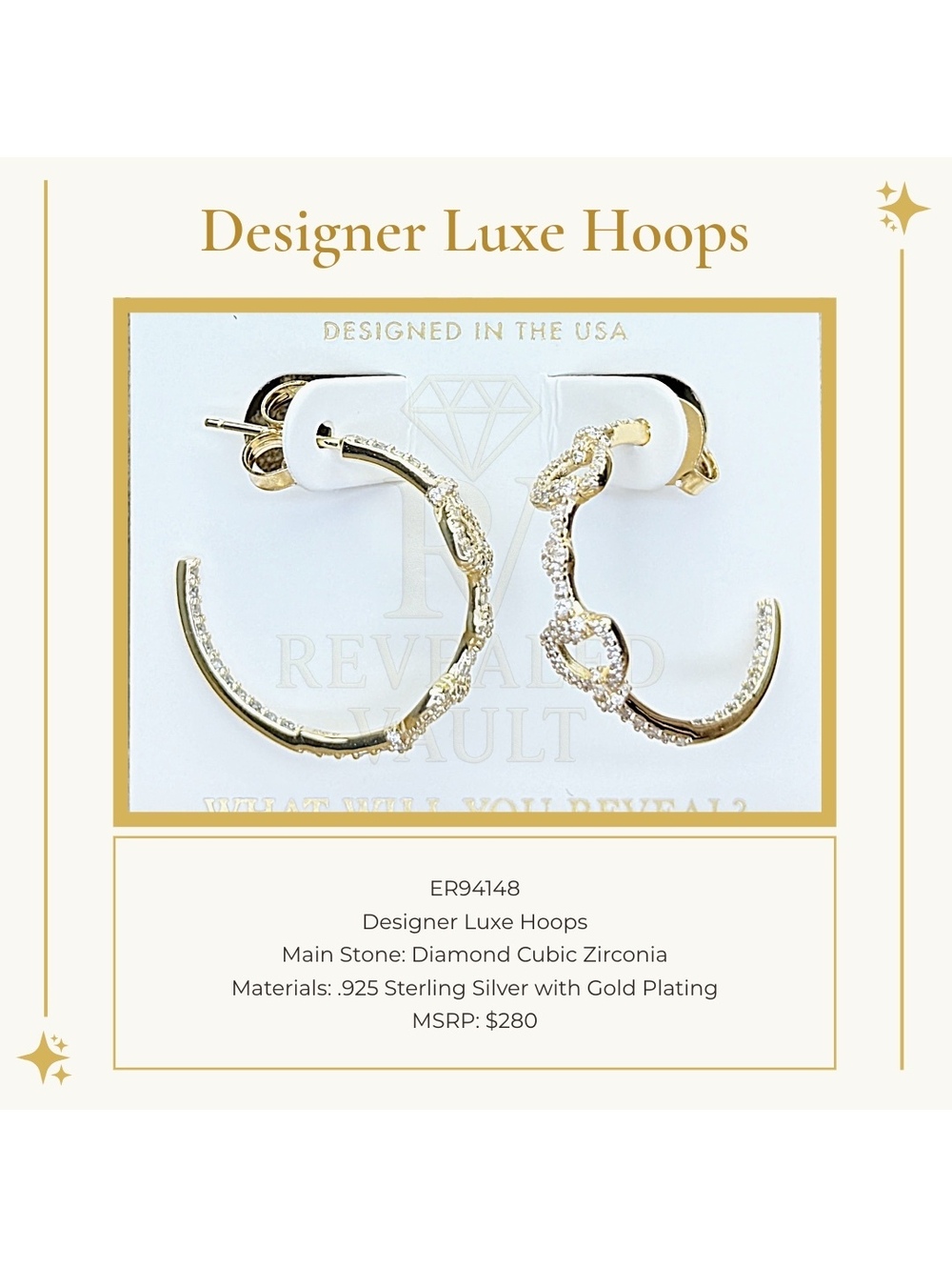 Designer Luxe Hoops - Sterling Club Vermeil